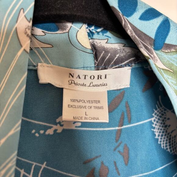 Natori Private luxuries blue floor length soft satin robe women's size large - Picture 2 of 6